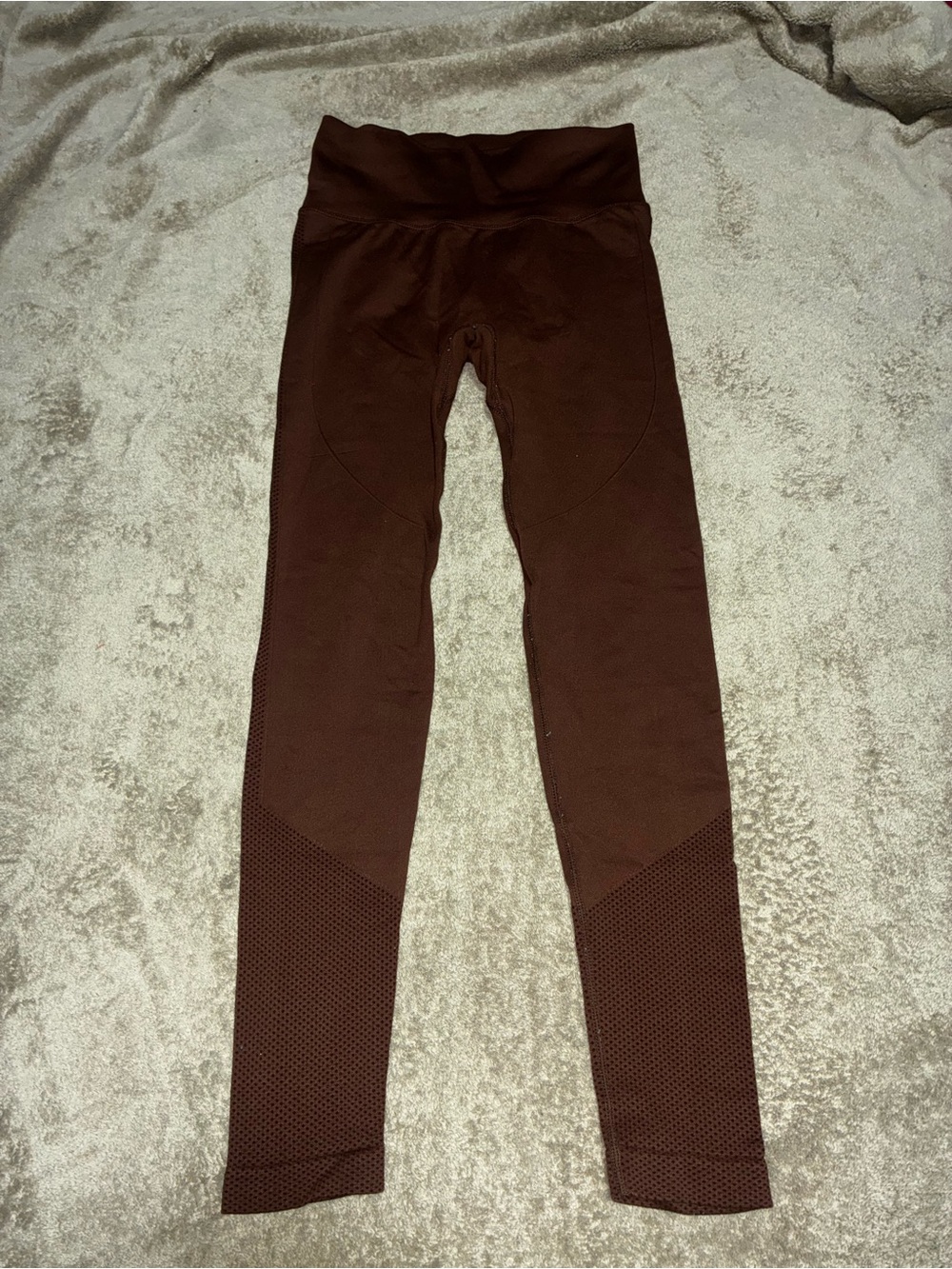 Amazon Women's Leggings Brown High-Waist Textured Panels